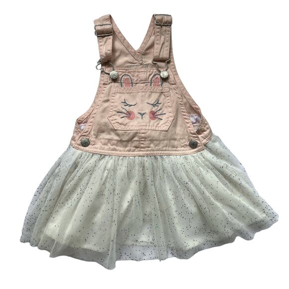 OshKosh‎ B'Gosh Sparkle Bunny Jumper Dress Toddler Girls Size 3T EUC - Picture 1 of 7